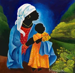 マドンナと子供-繁栄、2018（木材にアクリル）